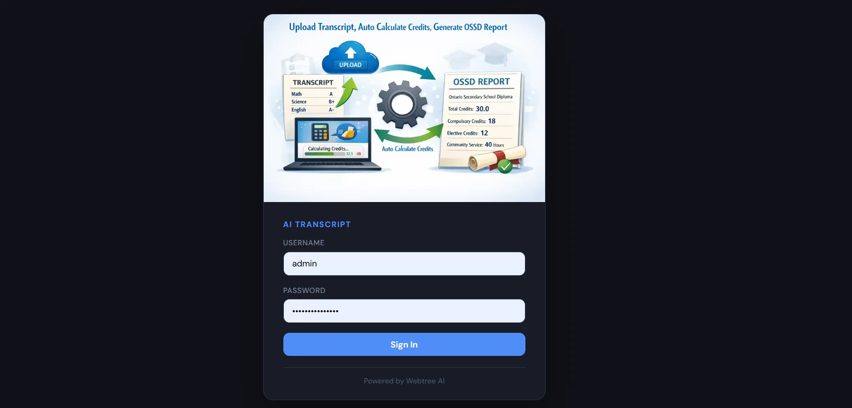AI Transcript Analysis Platform project screenshot